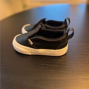 Toddler black slip on leather vans size 6